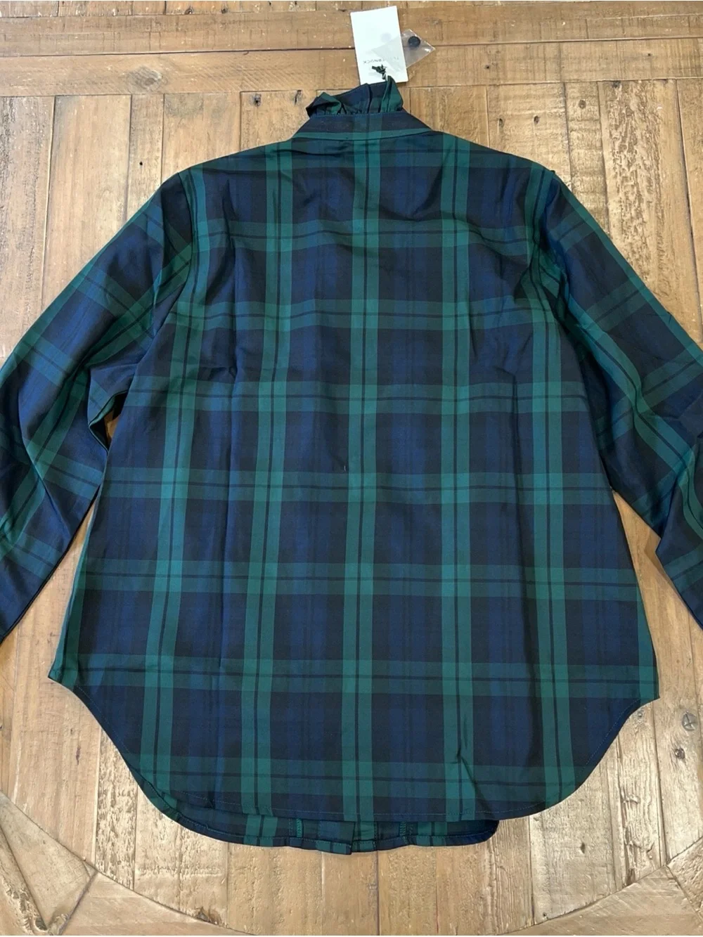 Tuckernuck Blackwatch Plaid Ruffle Reagan Button Down Medium Long Sleeve NWT